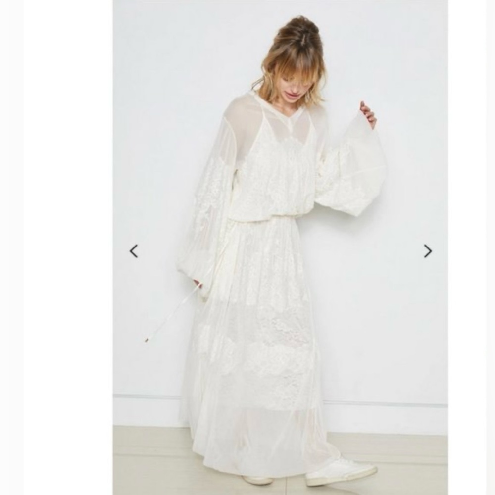 We are HAH hot as hell royal highness long lace maxi dress white sz M / L BNWT